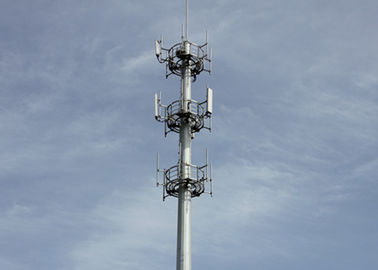 Torre monopolar de acero de las telecomunicaciones de Q235B, torre de la difusión del teléfono celular de la microonda de la antena